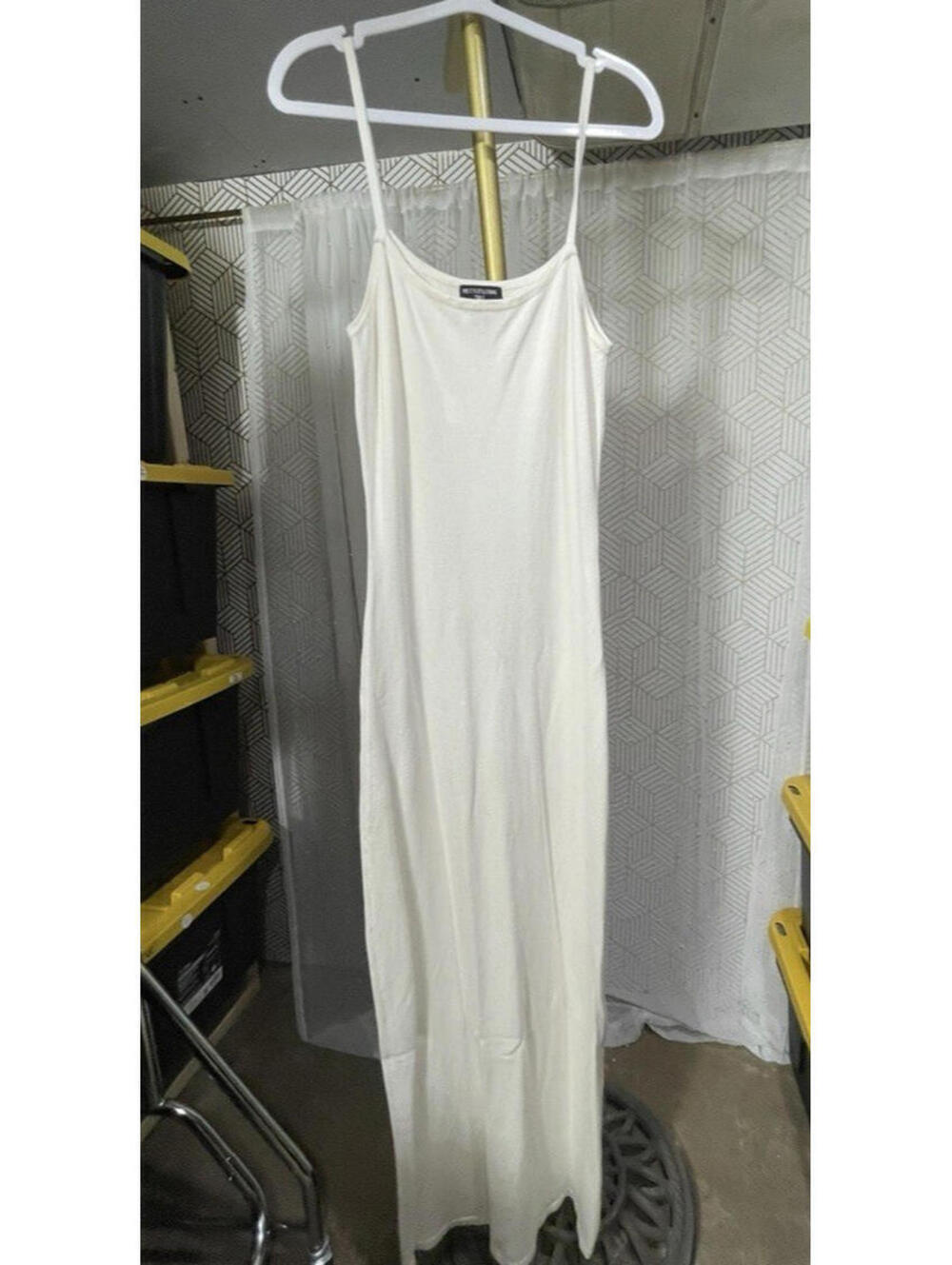 PrettyLittleThing Off White Spaghetti Strap Bodycon Dress Sz 10 Tall Summer Chic